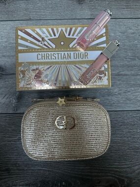 ***SOLD***
NIB - Dior Metallic Gold Woven Cosmetic Case set with lip products